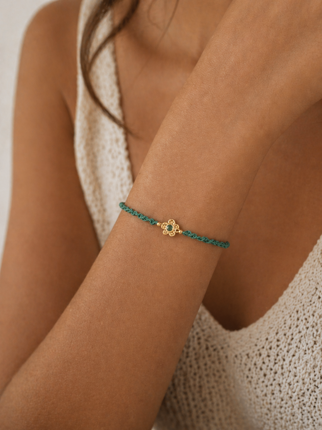 Geknüpftes Armband Blume Aventurin