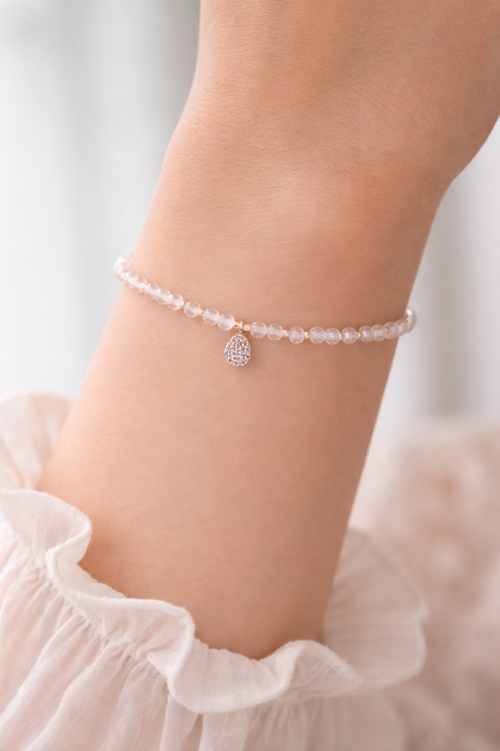 Armband Bergkristall Tropfen Strassstein Roségold