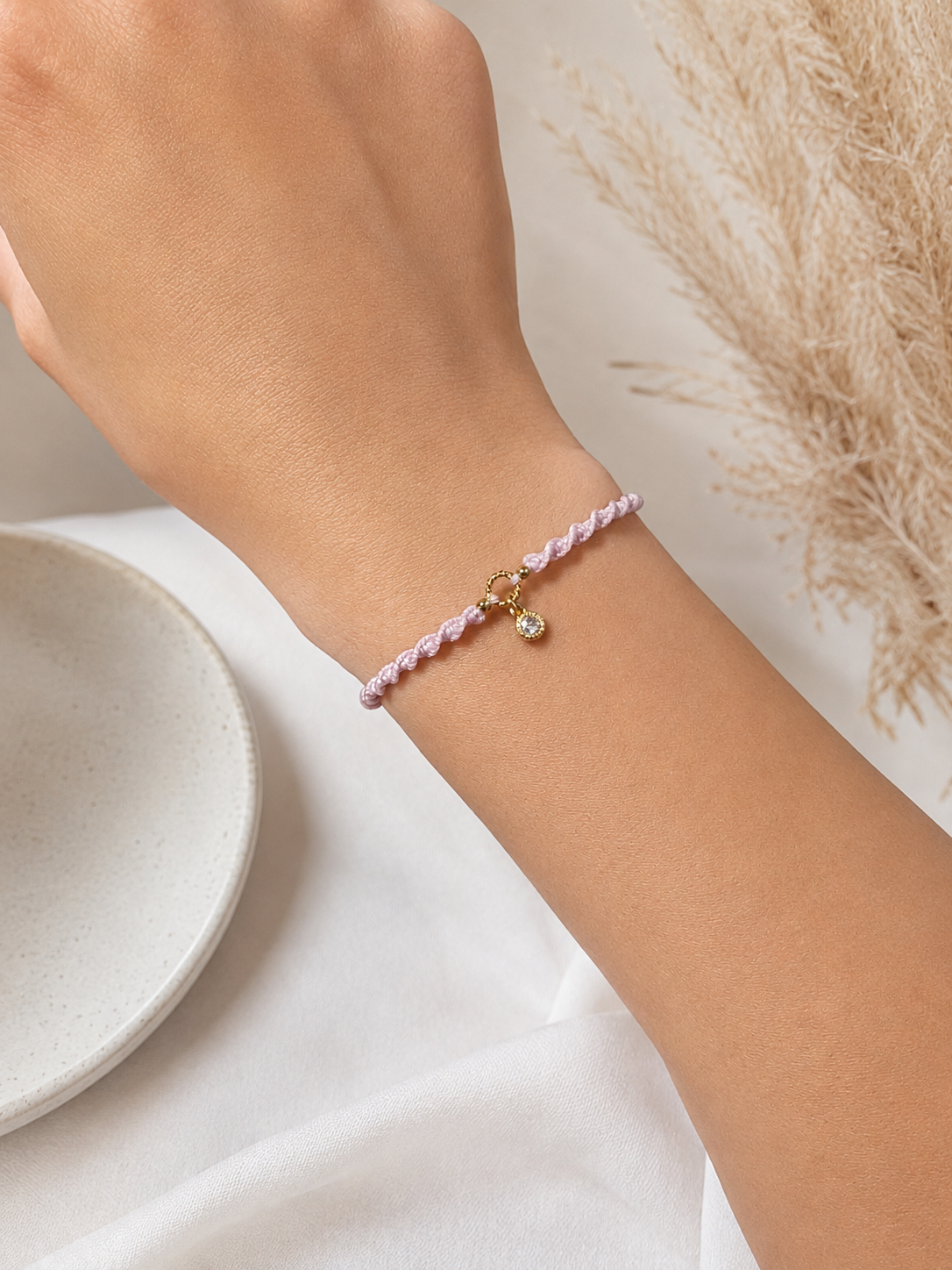 Geknüpftes Armband Rosa Goldig