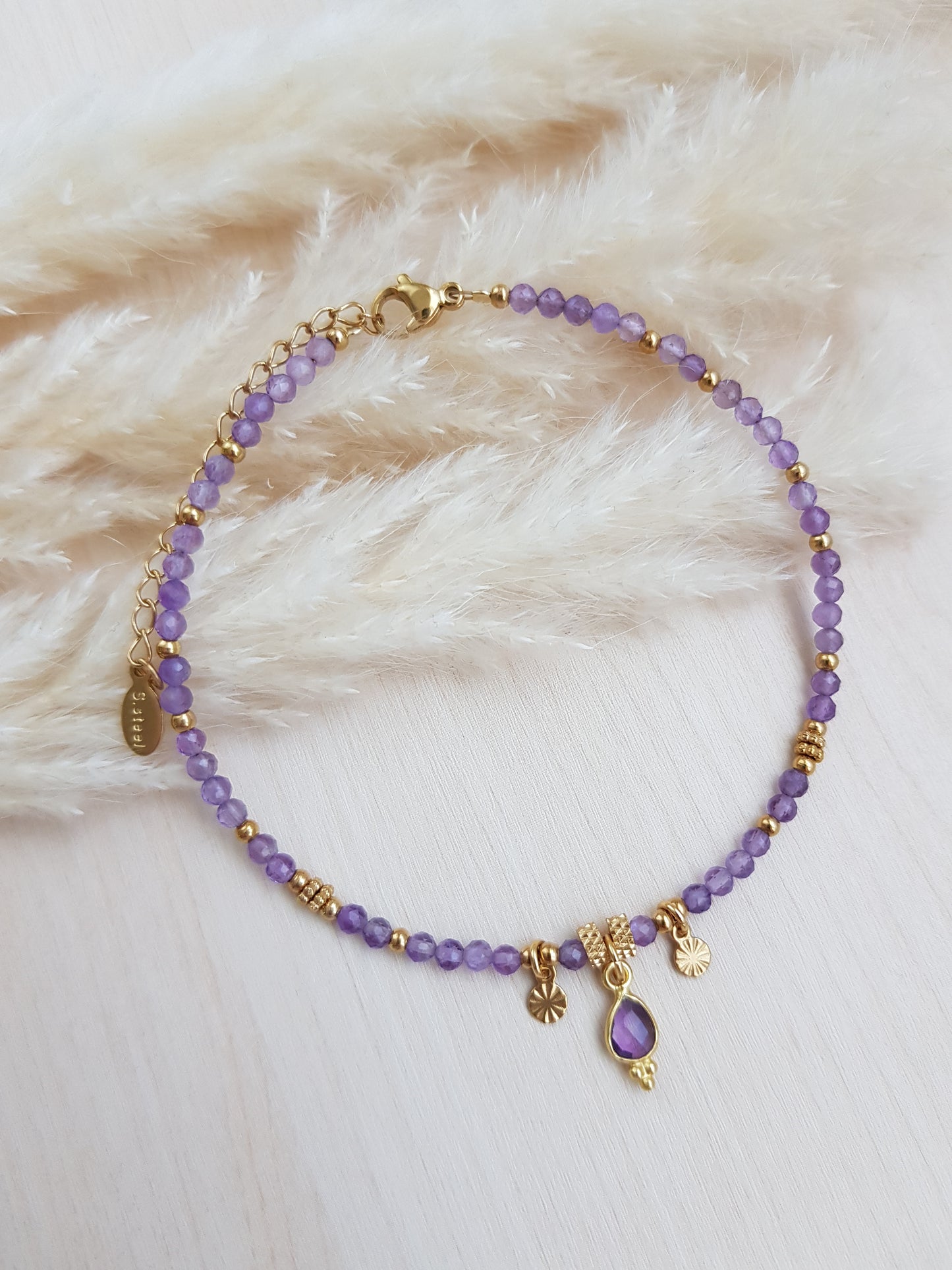 Edelsteinfusskette Amethyst