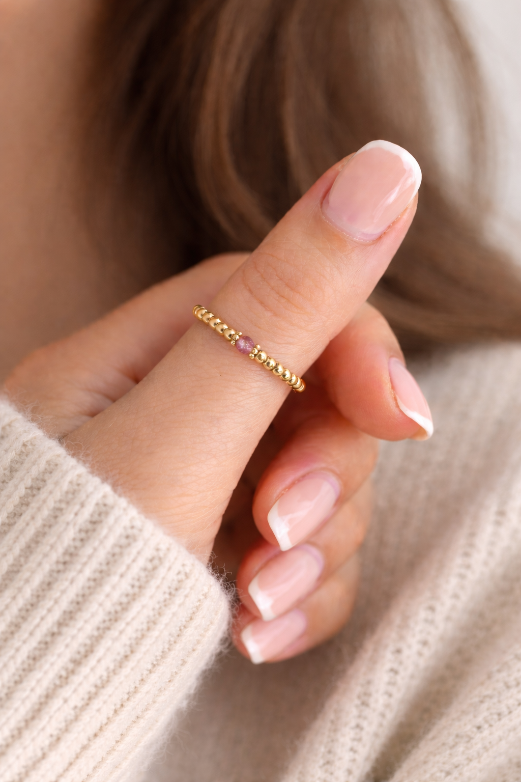 Ring Erdbeerquarz Goldig
