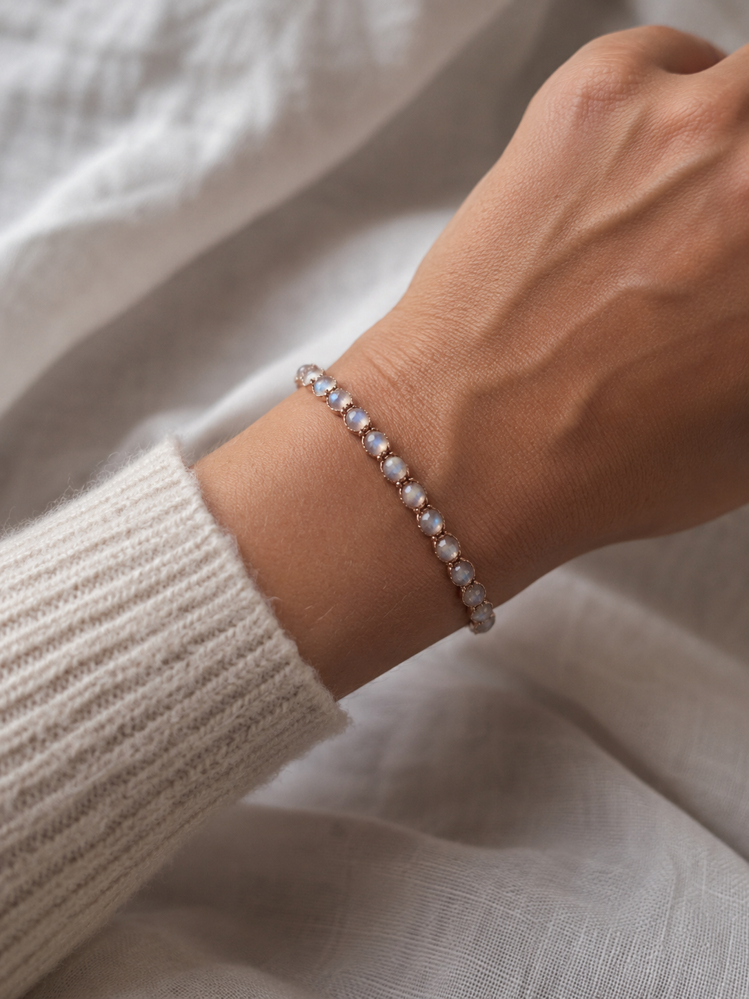 Geknüpftes Armband Labradorit Roségold