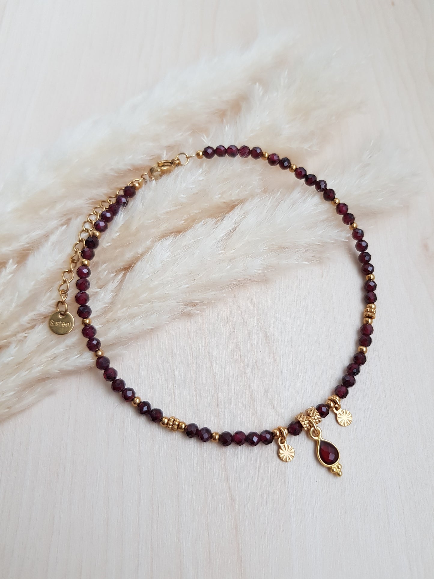 Edelsteinfusskette Granat