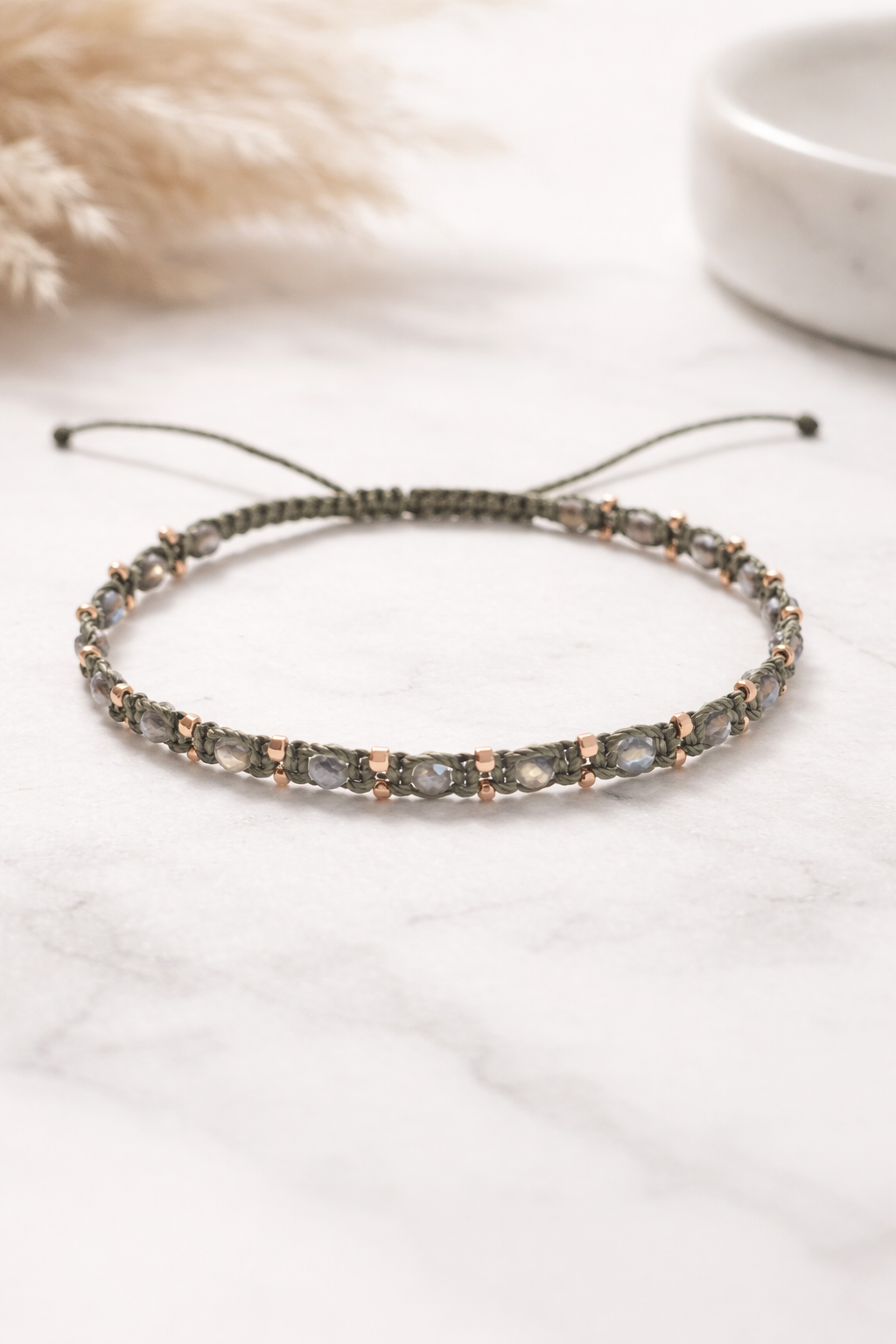 Geknüpftes Armband Labradorit Roségold
