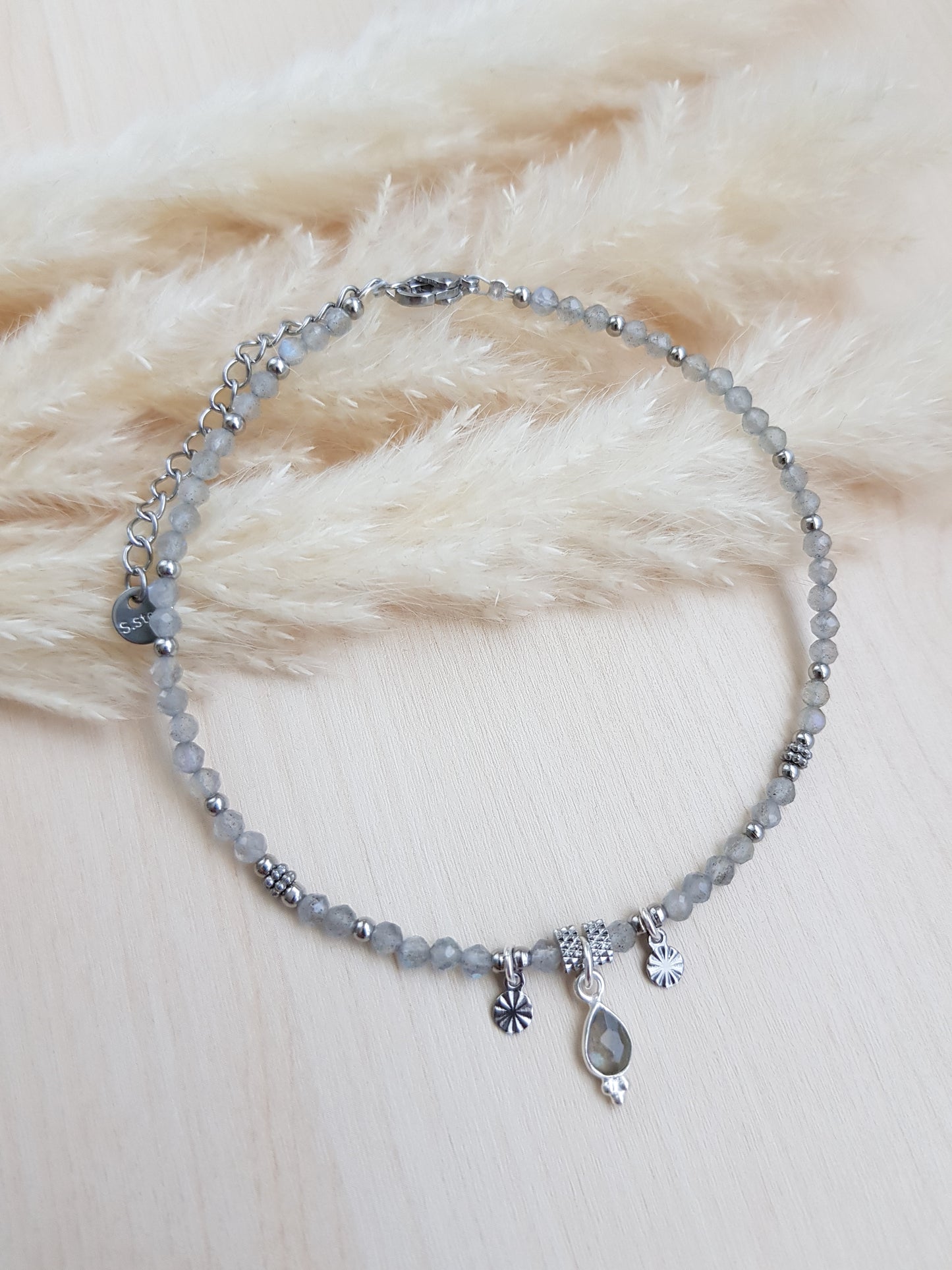 Edelsteinfusskette Labradorit