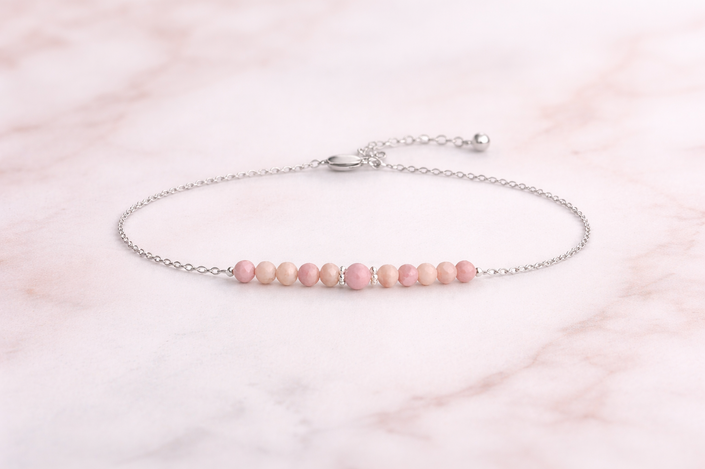 Armband Rhodonit Silbrig