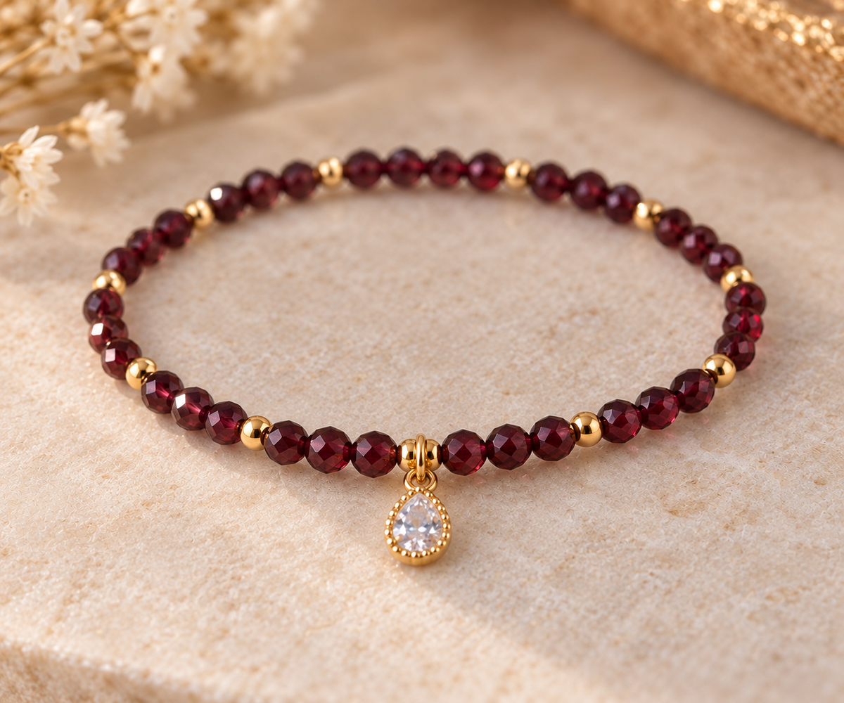Armband Granat Goldig