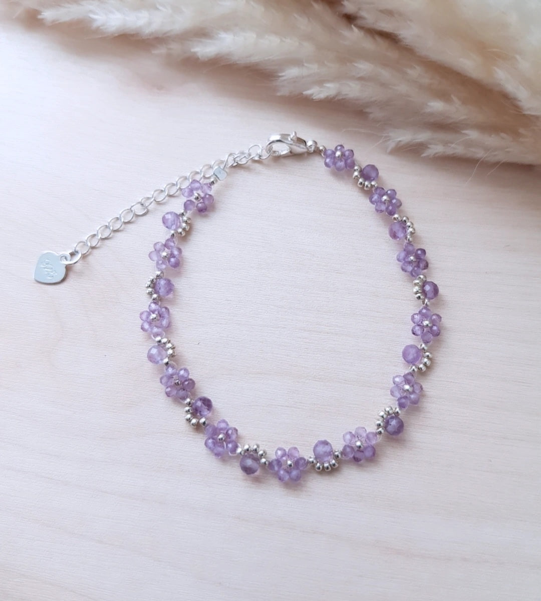 Blümchen Armband Amethyst Silbrig