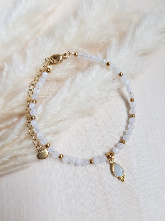 Edelsteinarmband Regenbogenmondstein