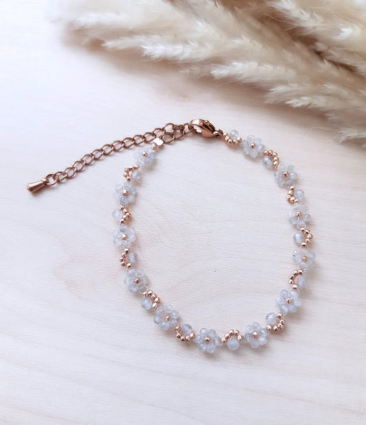 Blümchen Armband Labradorit Roségold