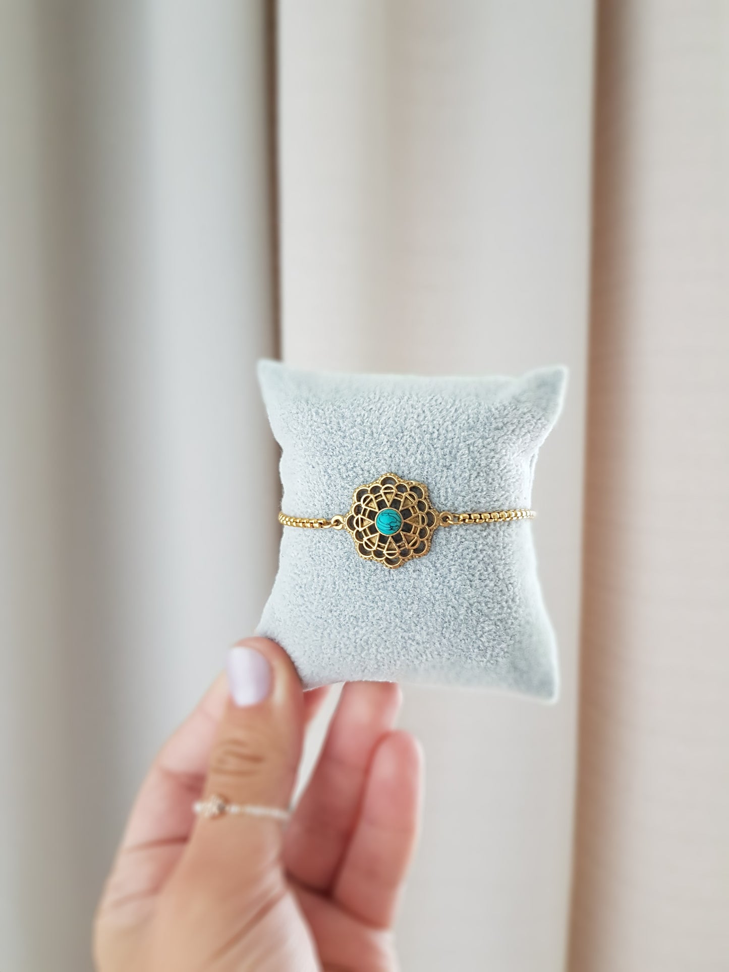 Armband Mandala Türkis Goldig