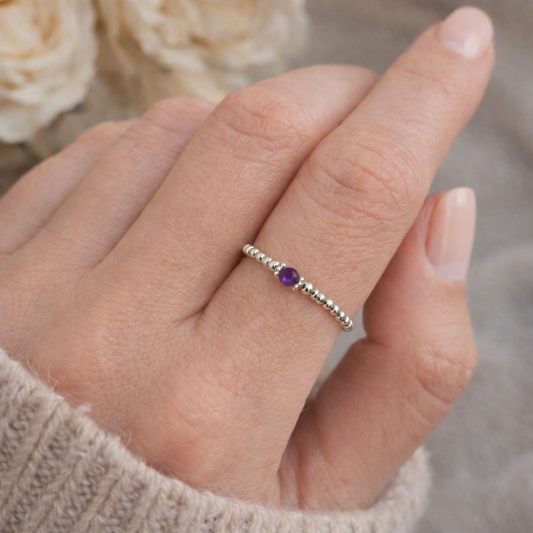 Ring Amethyst Silbrig