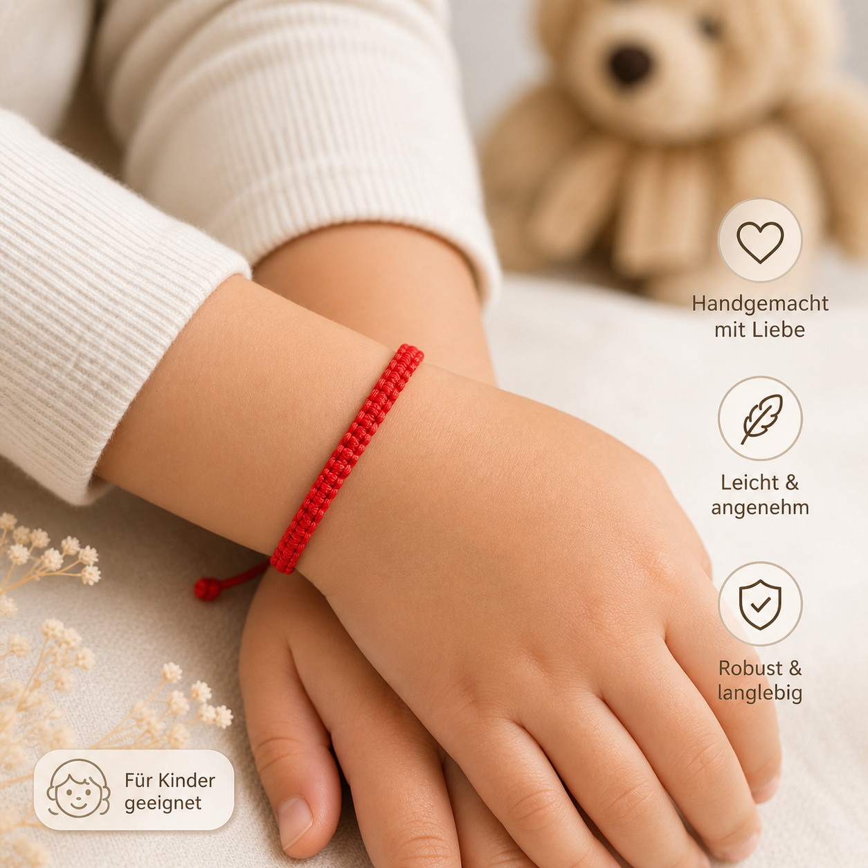 Geknüpftes Kinderarmband Rot