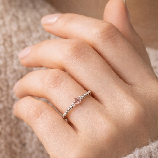 Ring Erdbeerquarz Silbrig