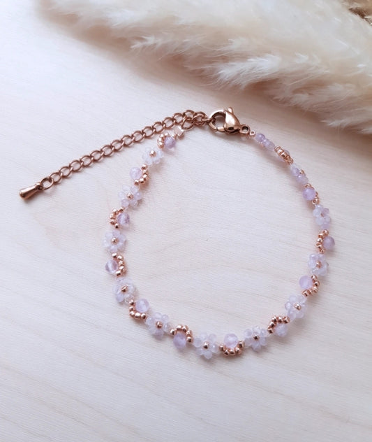 Blümchen Armband Lavendel Amethyst Roségold