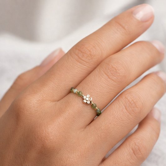 Ring grüner Turmalin Blume
