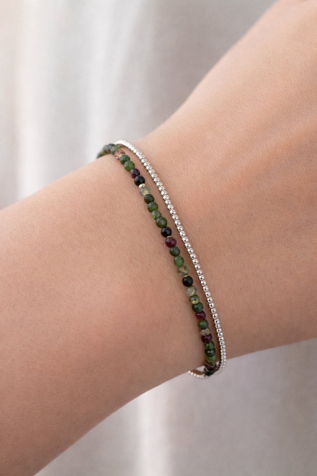 Wickelarmband Rubin Zoisit Silbrig