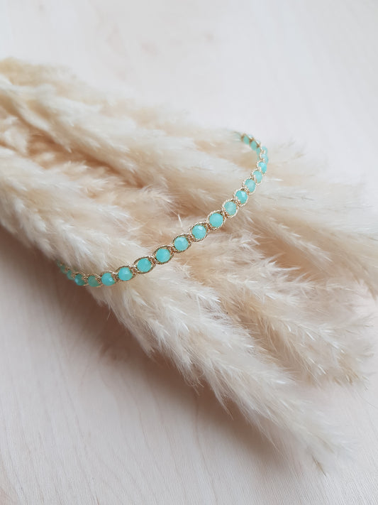 Geknüpftes Armband Amazonit Goldig