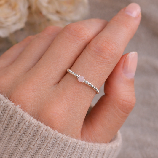 Ring Rosenquarz Silbrig