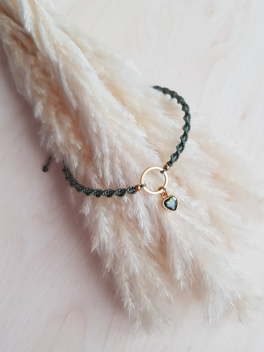 Geknüpftes Armband Herz Gold