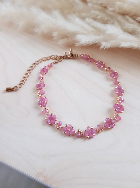 Blümchen Armband Pink Turmalin Roségold