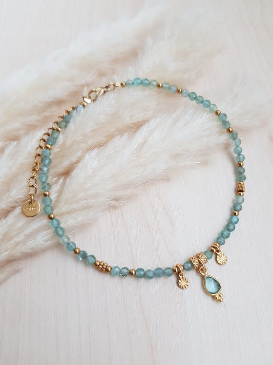 Edelsteinfusskette Aqua Apatit