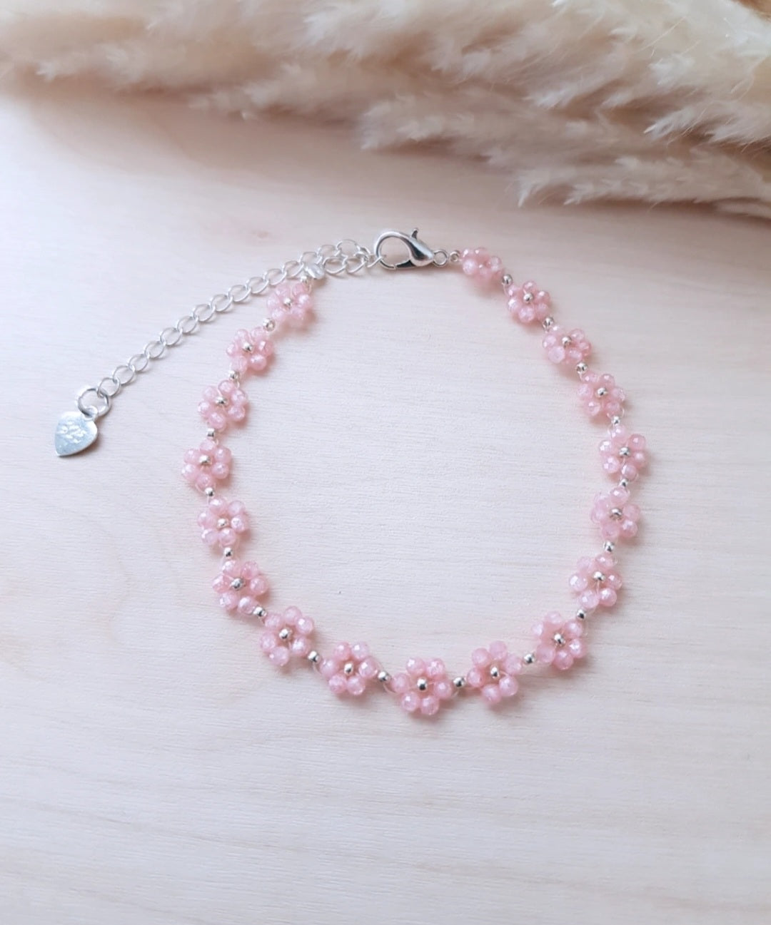 Blümchen Kinderamband Zirkonia Rosa Silbrig