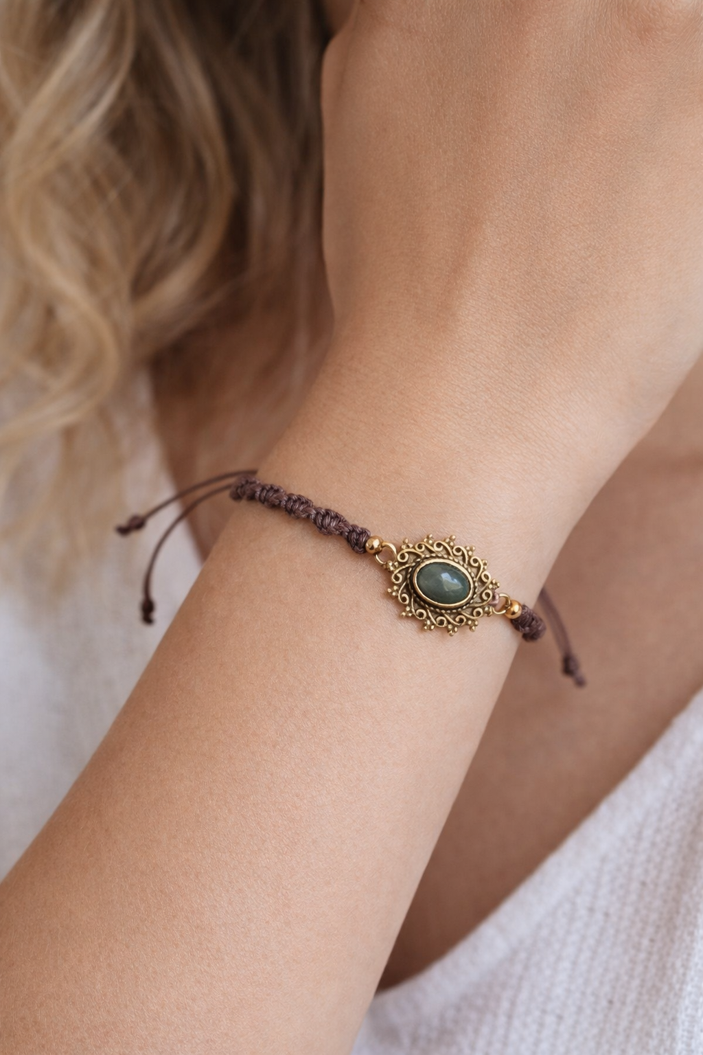 Geknüpftes Armband Labradorit Gold