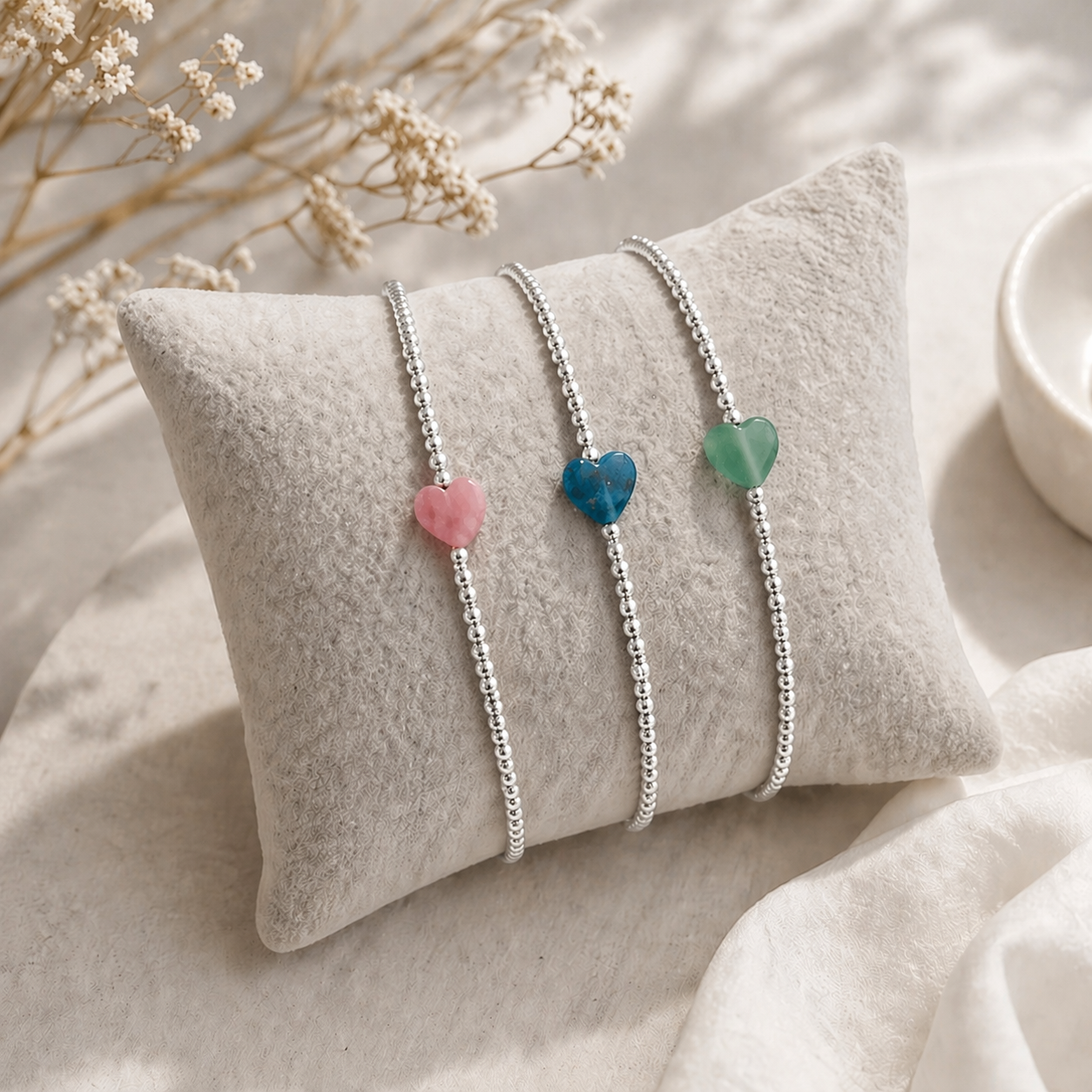 Armband Edelsteinherz Silbrig