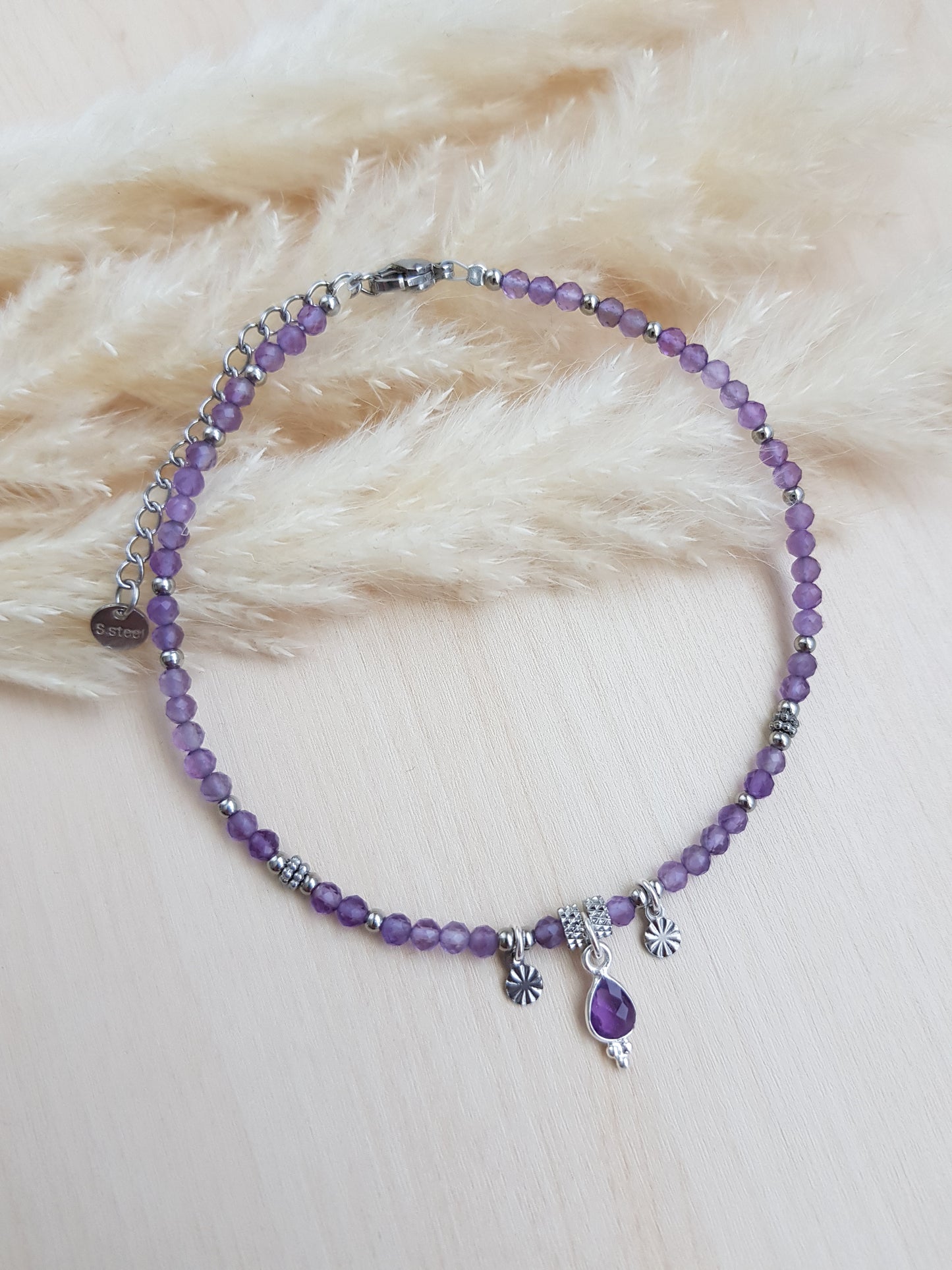 Edelsteinfusskette Amethyst