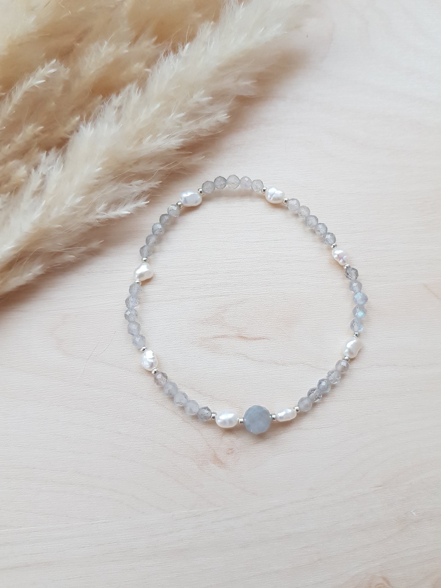 Armband Labradorit & Süsswasserperle