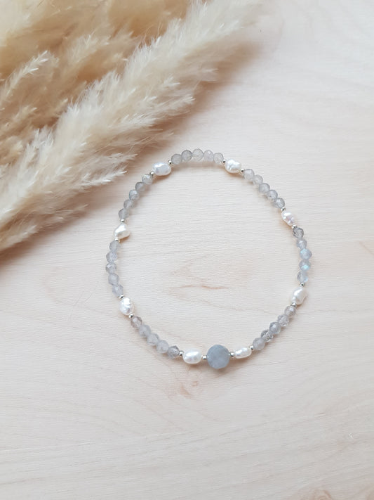 Armband Labradorit & Süsswasserperle