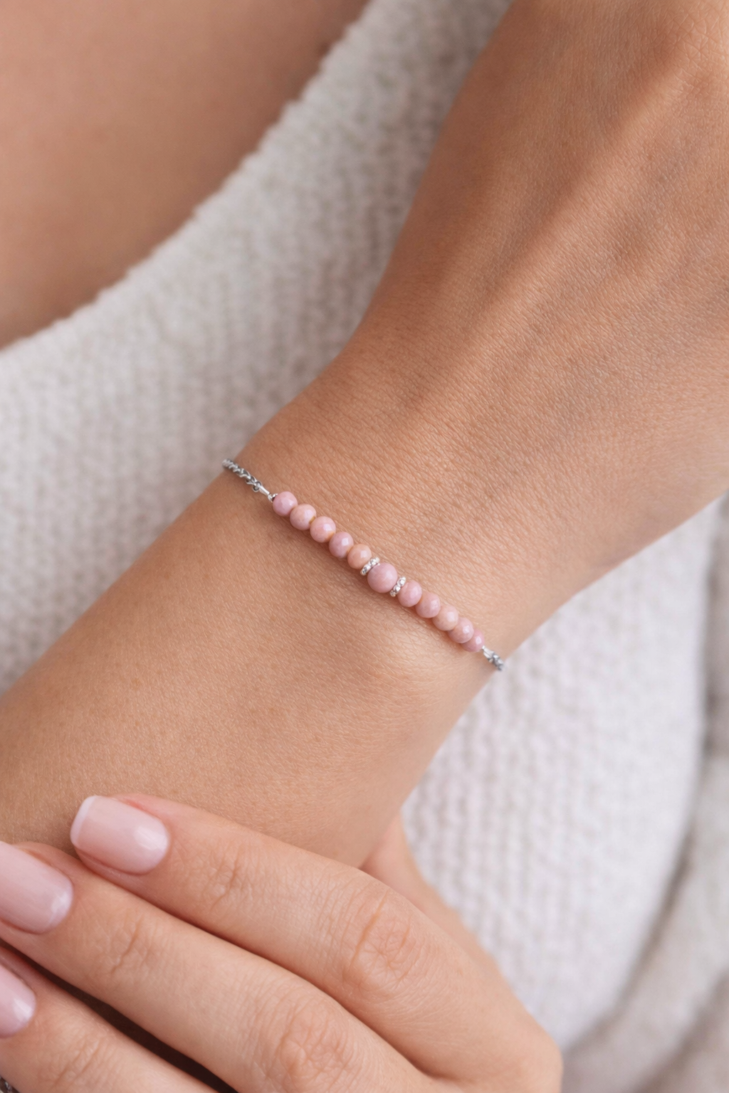 Armband Rhodonit Silbrig