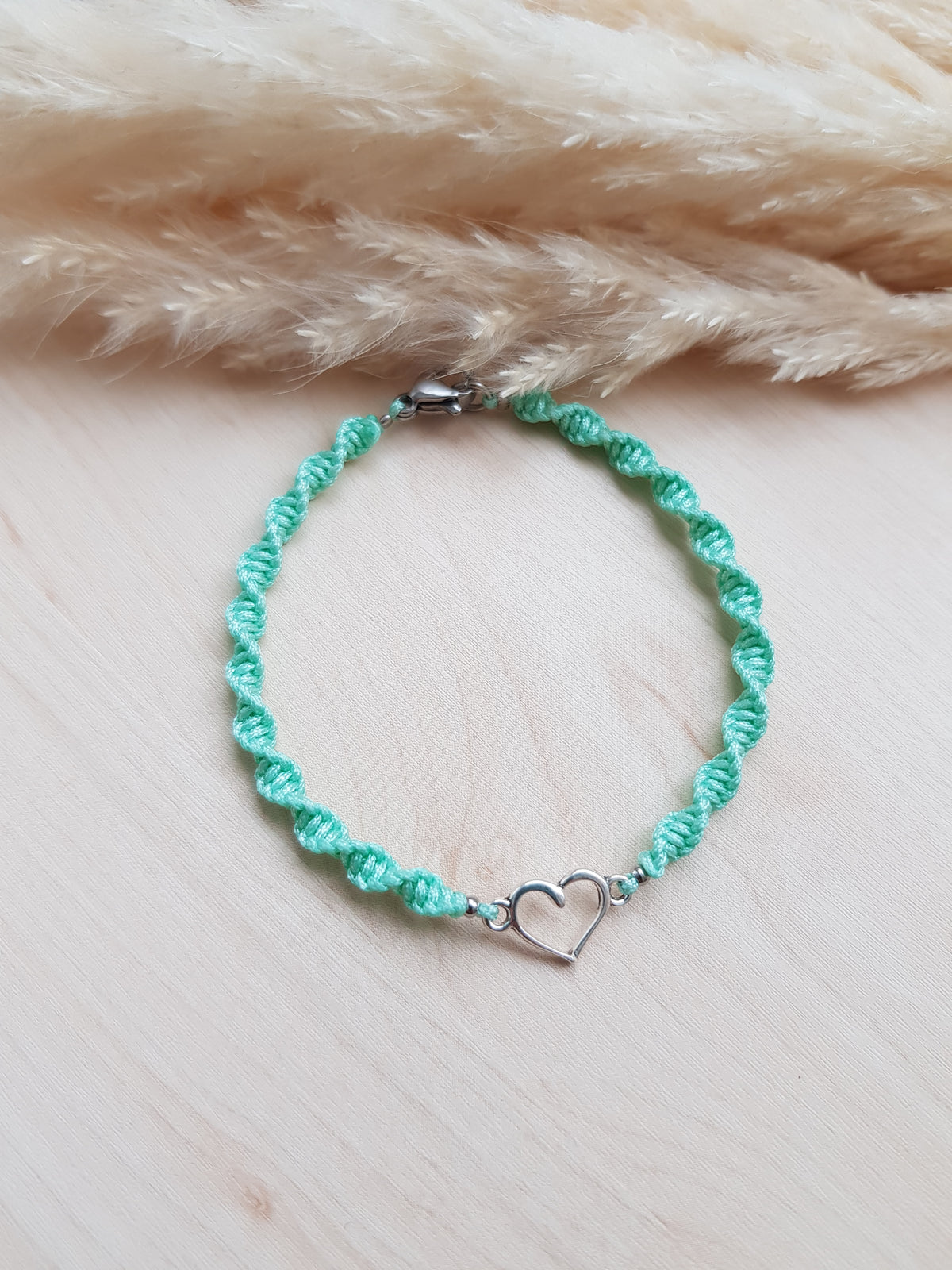 Geknüpftes Armband Türkis Silbrig