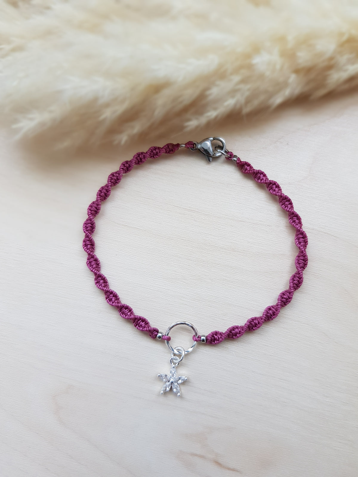 Geknüpftes Armband Fuchsia Silbrig