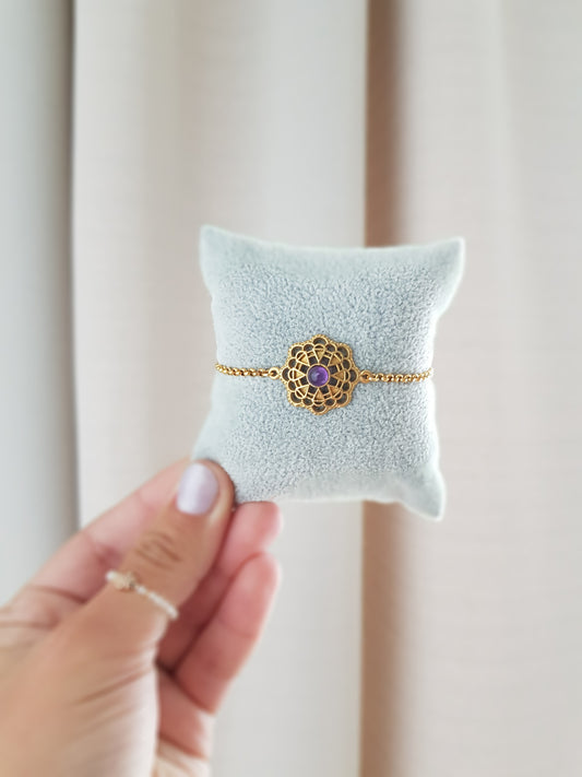 Armband Mandala Amethyst Goldig