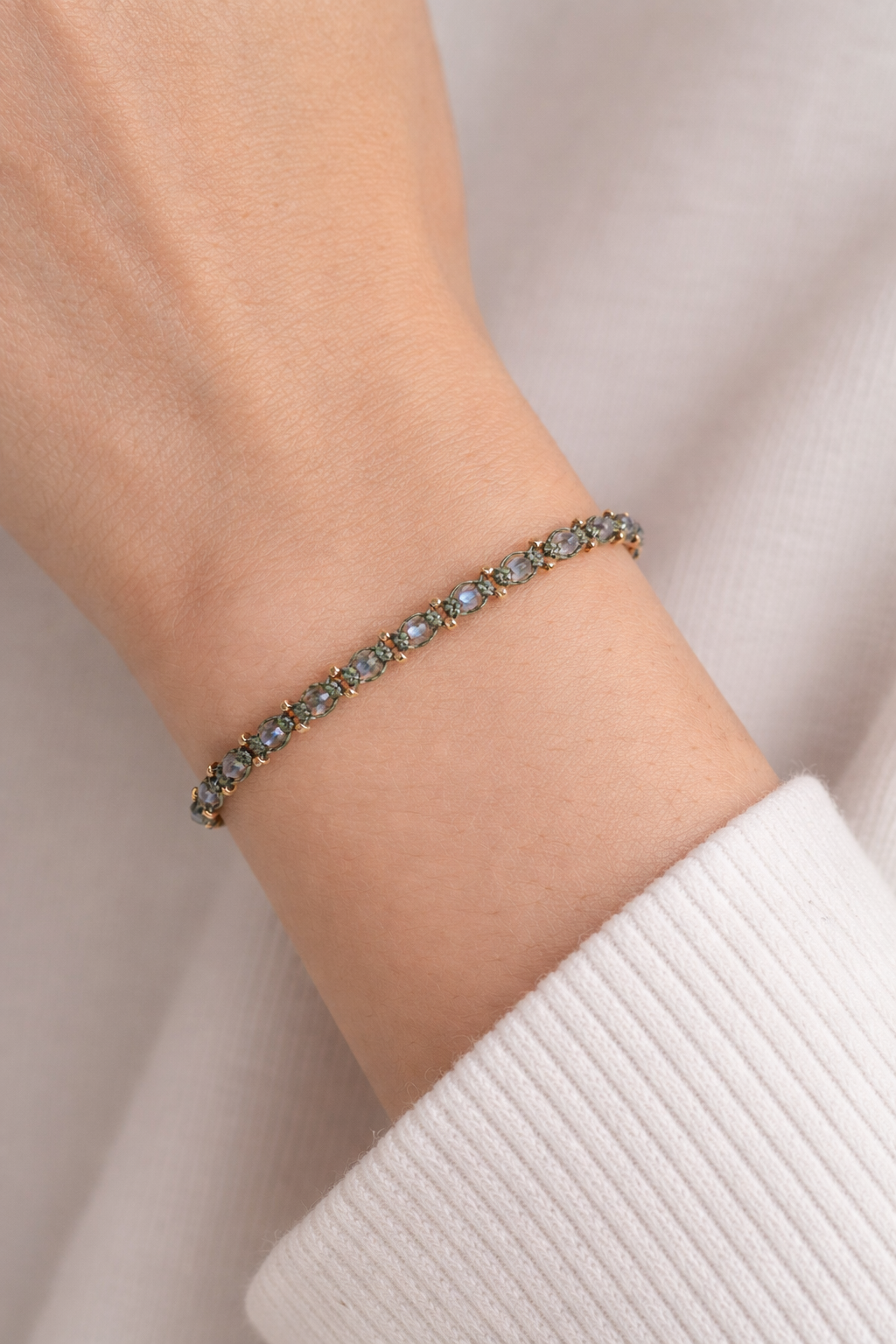 Geknüpftes Armband Labradorit Roségold
