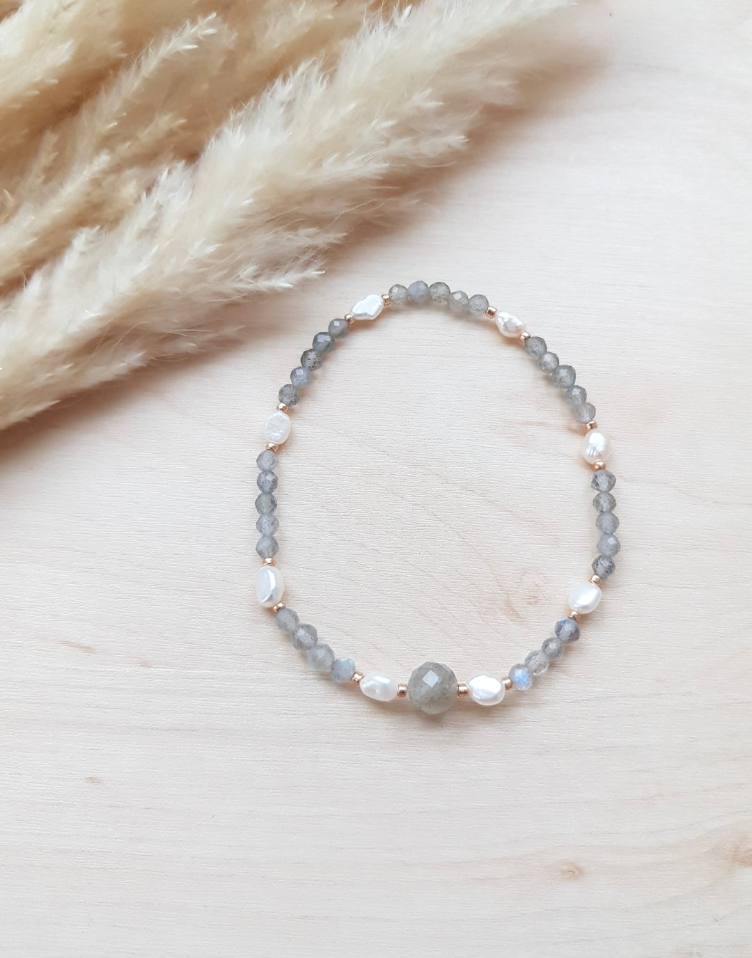 Armband Labradorit & Süsswasserperle