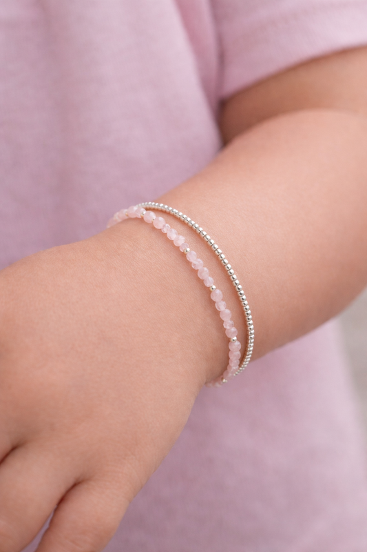 Kinder Wickelarmband Bergkristall & Rosenquarz