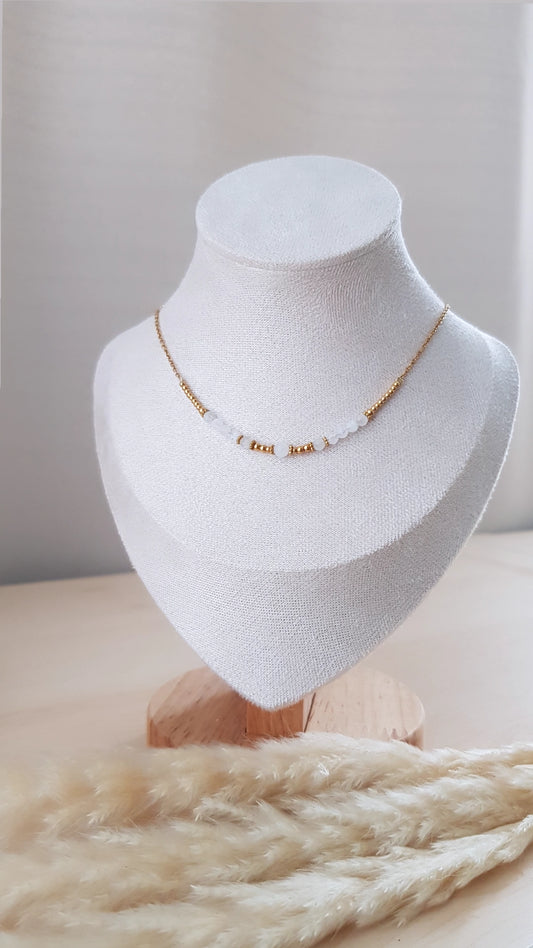 Halskette-Boho Mondstein Goldig