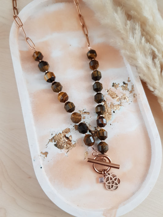 Halskette Tigerauge Roségold