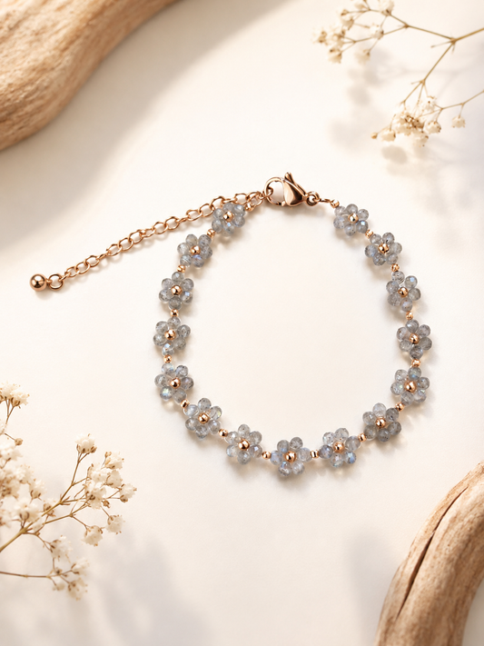 Blümchen Armband Labradorit Roségold