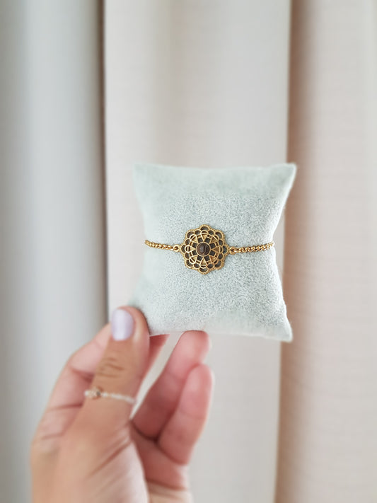 Armband Mandala Tigerauge Goldig