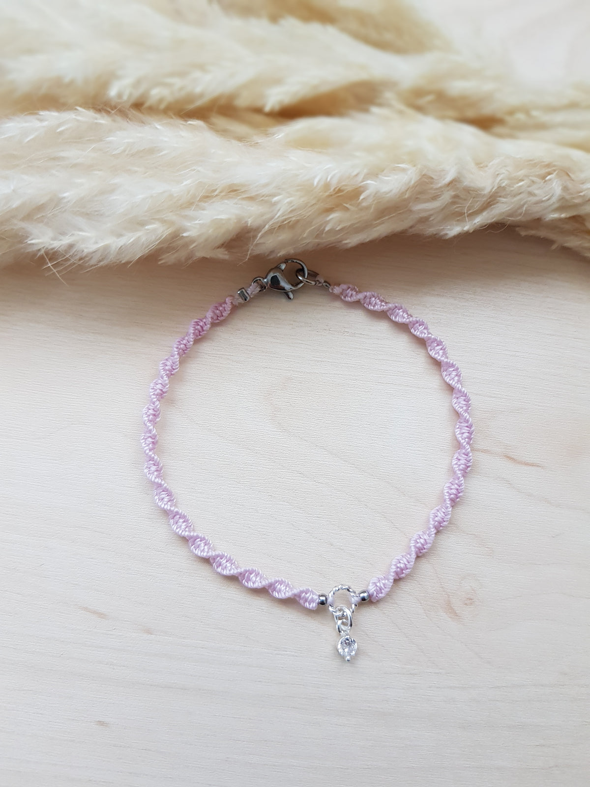 Geknüpftes Armband Rosa Silbrig