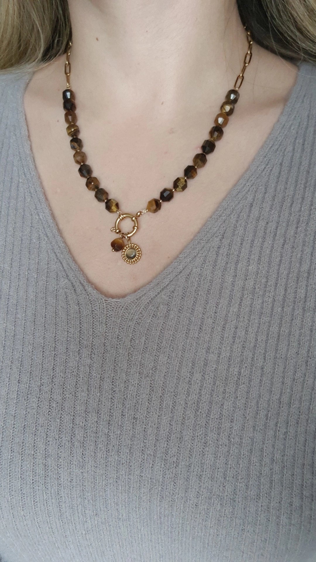 Halskette Tigerauge Gold