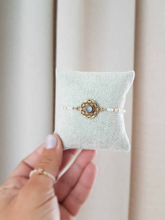 Armband Blume des Lebens Opalit Goldig