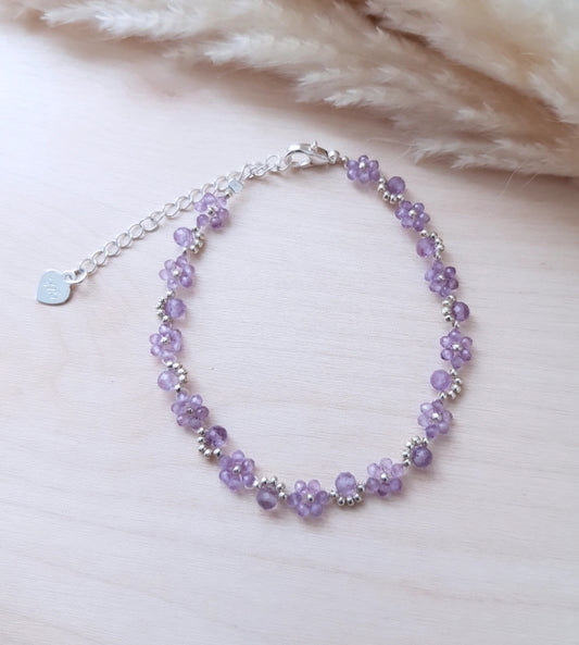 Blümchen Armband Amethyst Silbrig