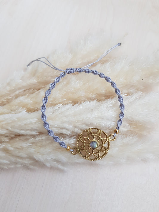 Geknüpftes Armband Labradorit Goldig
