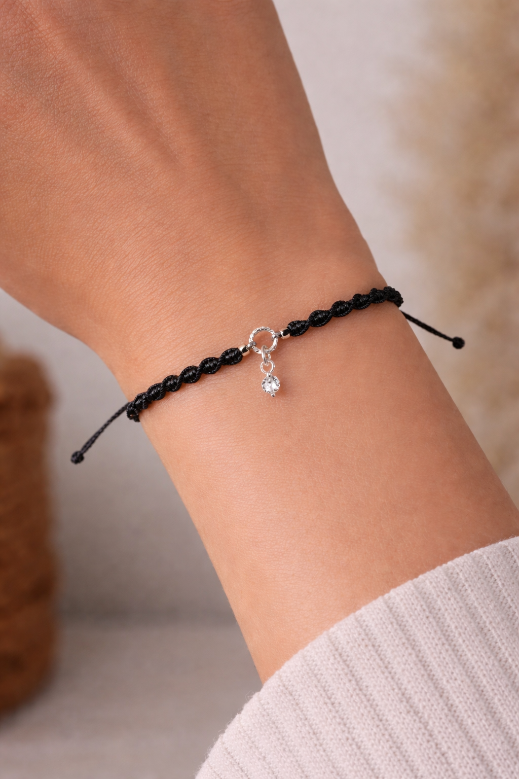 Geknüpftes Armband Silbrig Anhänger Rund