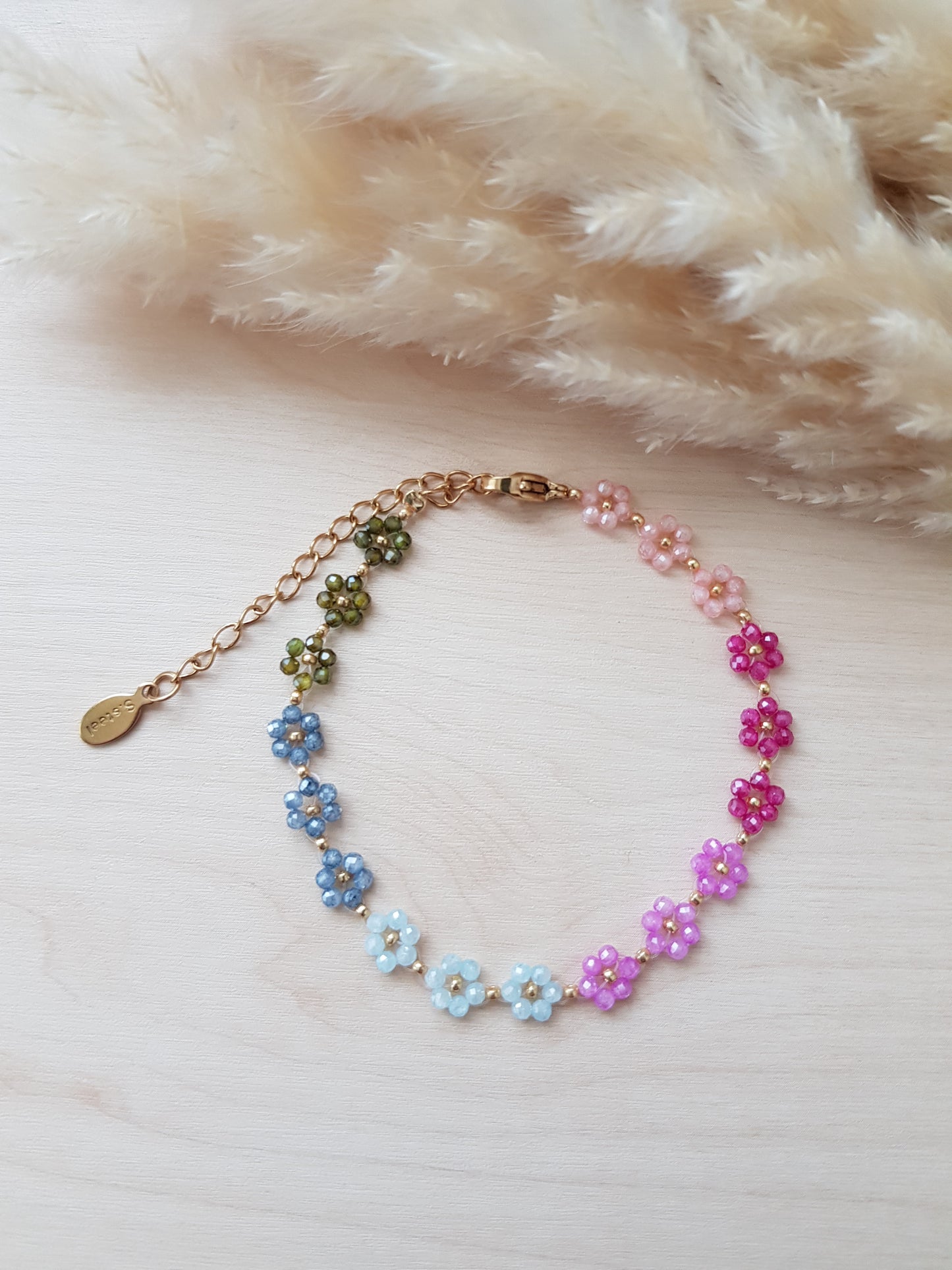 Blümchen Armband Rainbow Zirkonia Goldig